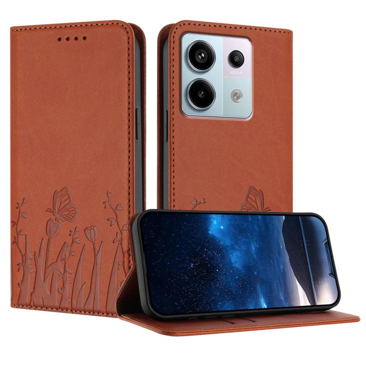 Tulips Butterfly Pattern Magnetic Vegan Leather Phone Case, For Redmi 13C 4G / 5G / Poco C65 / Poco M6 5G, For Redmi Note 13 4G, For Redmi K70E / Poco X6 Pro, For Redmi Note 13 Pro 5G / Xiaomi Poco X6, For Redmi Note 13 5G, For Redmi Note 13 Pro+      ...