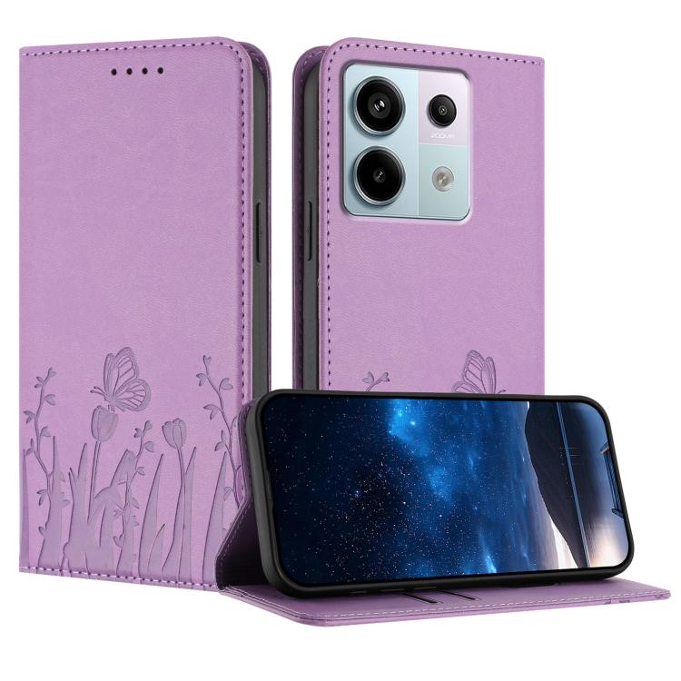 Tulips Butterfly Pattern Magnetic Vegan Leather Phone Case, For Redmi 13C 4G / 5G / Poco C65 / Poco M6 5G, For Redmi Note 13 4G, For Redmi K70E / Poco X6 Pro, For Redmi Note 13 Pro 5G / Xiaomi Poco X6, For Redmi Note 13 5G, For Redmi Note 13 Pro+      ...