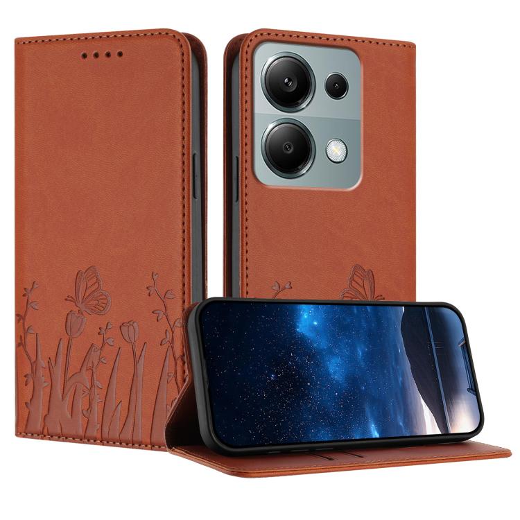 Tulips Butterfly Pattern Magnetic Vegan Leather Phone Case, For Redmi Note 14 5G / Poco M7 Pro 5G, For Redmi Note 14 Pro 4G, For Redmi Note 14 4G 163.25mm, For Redmi K70 Ultra, For Redmi 13 4G / 5G / Note 13R / Poco M6 Plus 5G                          ...