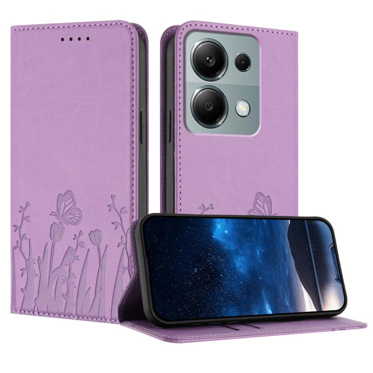 Tulips Butterfly Pattern Magnetic Vegan Leather Phone Case, For Redmi Note 14 5G / Poco M7 Pro 5G, For Redmi Note 14 Pro 4G, For Redmi Note 14 4G 163.25mm, For Redmi K70 Ultra, For Redmi 13 4G / 5G / Note 13R / Poco M6 Plus 5G                          ...