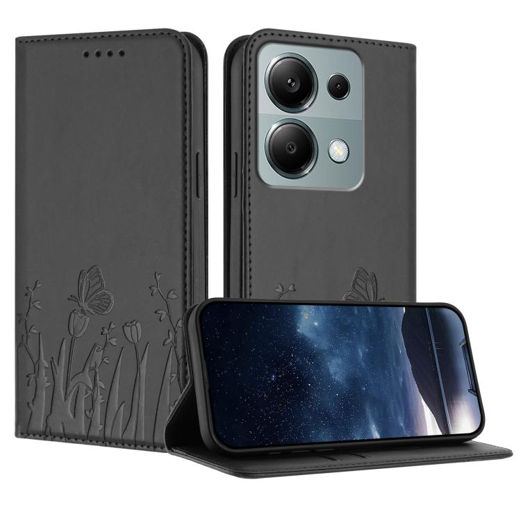 Tulips Butterfly Pattern Magnetic Vegan Leather Phone Case, For Redmi Note 14 5G / Poco M7 Pro 5G, For Redmi Note 14 Pro 4G, For Redmi Note 14 4G 163.25mm, For Redmi K70 Ultra, For Redmi 13 4G / 5G / Note 13R / Poco M6 Plus 5G                          ...