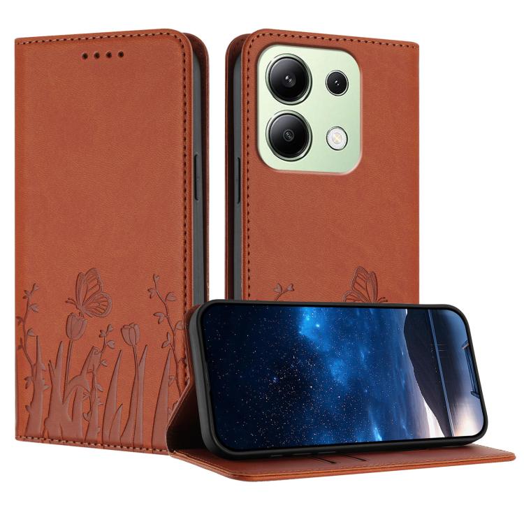 Tulips Butterfly Pattern Magnetic Vegan Leather Phone Case, For Redmi 13C 4G / 5G / Poco C65 / Poco M6 5G, For Redmi Note 13 4G, For Redmi K70E / Poco X6 Pro, For Redmi Note 13 Pro 5G / Xiaomi Poco X6, For Redmi Note 13 5G, For Redmi Note 13 Pro+      ...