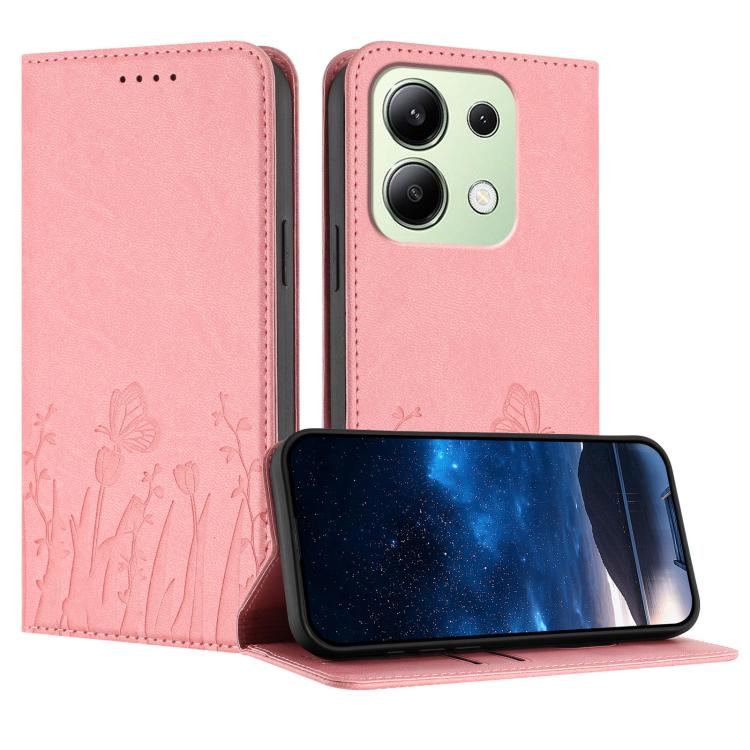 Tulips Butterfly Pattern Magnetic Vegan Leather Phone Case, For Redmi 13C 4G / 5G / Poco C65 / Poco M6 5G, For Redmi Note 13 4G, For Redmi K70E / Poco X6 Pro, For Redmi Note 13 Pro 5G / Xiaomi Poco X6, For Redmi Note 13 5G, For Redmi Note 13 Pro+      ...