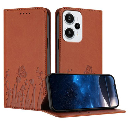 Tulips Butterfly Pattern Magnetic Vegan Leather Phone Case, For Redmi 13C 4G / 5G / Poco C65 / Poco M6 5G, For Redmi Note 13 4G, For Redmi K70E / Poco X6 Pro, For Redmi Note 13 Pro 5G / Xiaomi Poco X6, For Redmi Note 13 5G, For Redmi Note 13 Pro+      ...