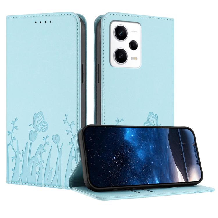 Tulips Butterfly Pattern Magnetic Vegan Leather Phone Case, For Redmi Note 11 4G / Note 11S 4G / Note 12S, For Redmi A2+ / A1+ / Poco C50 / Poco C51, For Redmi Note 12 4G Global, For Redmi 12C / 11A / Poco C55                                           ...