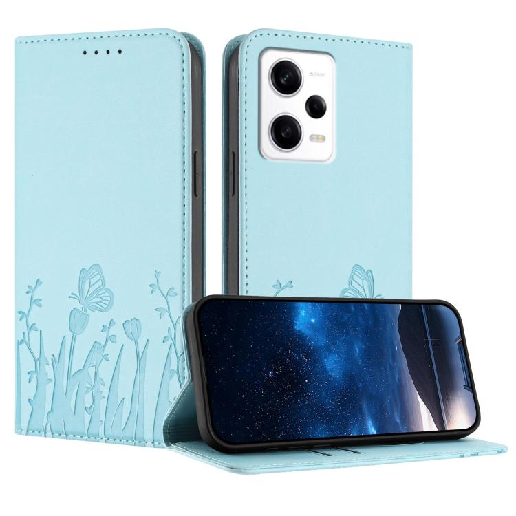 Tulips Butterfly Pattern Magnetic Vegan Leather Phone Case, For Redmi Note 11 4G / Note 11S 4G / Note 12S, For Redmi A2+ / A1+ / Poco C50 / Poco C51, For Redmi Note 12 4G Global, For Redmi 12C / 11A / Poco C55                                           ...