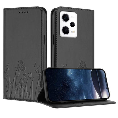 Tulips Butterfly Pattern Magnetic Vegan Leather Phone Case, For Redmi Note 11 4G / Note 11S 4G / Note 12S, For Redmi A2+ / A1+ / Poco C50 / Poco C51, For Redmi Note 12 4G Global, For Redmi 12C / 11A / Poco C55                                           ...