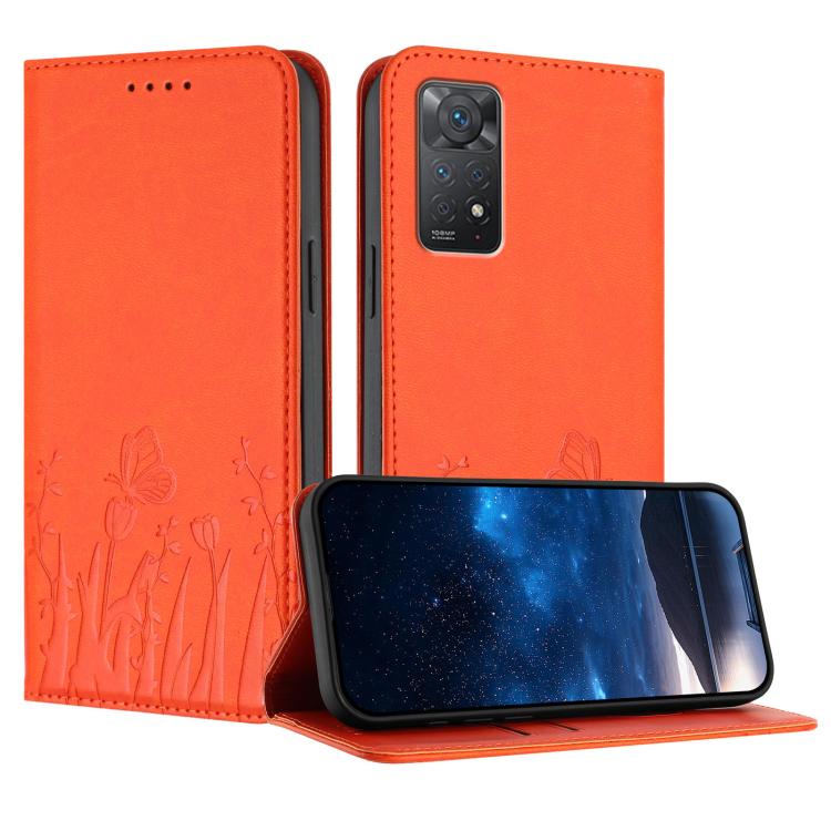 Tulips Butterfly Pattern Magnetic Vegan Leather Phone Case, For Redmi Note 11 4G / Note 11S 4G / Note 12S, For Redmi A2+ / A1+ / Poco C50 / Poco C51, For Redmi Note 12 4G Global, For Redmi 12C / 11A / Poco C55                                           ...