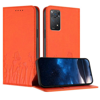 Tulips Butterfly Pattern Magnetic Vegan Leather Phone Case, For Redmi Note 11 4G / Note 11S 4G / Note 12S, For Redmi A2+ / A1+ / Poco C50 / Poco C51, For Redmi Note 12 4G Global, For Redmi 12C / 11A / Poco C55                                           ...