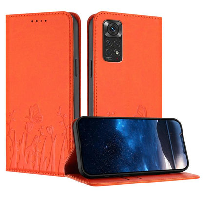 Tulips Butterfly Pattern Magnetic Vegan Leather Phone Case, For Redmi Note 11 4G / Note 11S 4G / Note 12S, For Redmi A2+ / A1+ / Poco C50 / Poco C51, For Redmi Note 12 4G Global, For Redmi 12C / 11A / Poco C55                                           ...