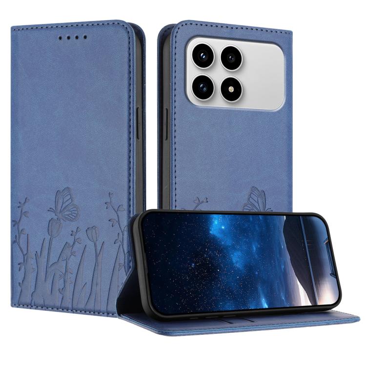 Tulips Butterfly Pattern Magnetic Vegan Leather Phone Case, For Redmi A7 Pro 4G / 5G 171mm / Poco C85x 5G, For Redmi Turbo 5 Max 5G / Poco X8 Pro Max 5G, For Redmi Turbo 5 5G / Poco X8 Pro 5G, For Redmi Note 15 Pro+ 5G 163.3mm / Poco M8 Pro 5G         ...