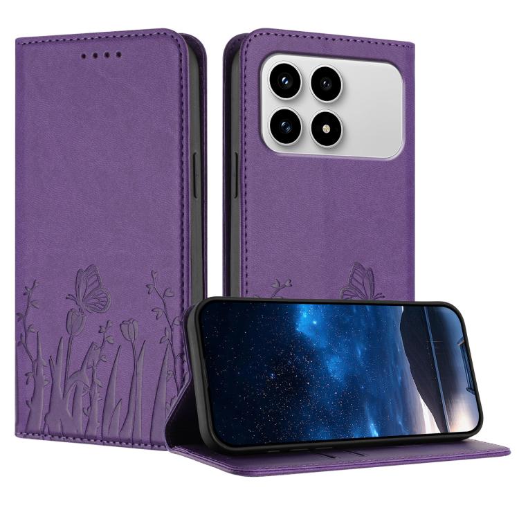 Tulips Butterfly Pattern Magnetic Vegan Leather Phone Case, For Redmi A7 Pro 4G / 5G 171mm / Poco C85x 5G, For Redmi Turbo 5 Max 5G / Poco X8 Pro Max 5G, For Redmi Turbo 5 5G / Poco X8 Pro 5G, For Redmi Note 15 Pro+ 5G 163.3mm / Poco M8 Pro 5G         ...