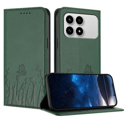 Tulips Butterfly Pattern Magnetic Vegan Leather Phone Case, For Redmi A7 Pro 4G / 5G 171mm / Poco C85x 5G, For Redmi Turbo 5 Max 5G / Poco X8 Pro Max 5G, For Redmi Turbo 5 5G / Poco X8 Pro 5G, For Redmi Note 15 Pro+ 5G 163.3mm / Poco M8 Pro 5G         ...