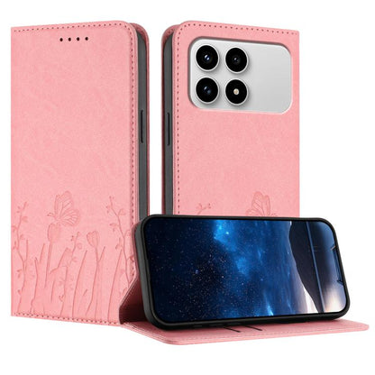 Tulips Butterfly Pattern Magnetic Vegan Leather Phone Case, For Redmi A7 Pro 4G / 5G 171mm / Poco C85x 5G, For Redmi Turbo 5 Max 5G / Poco X8 Pro Max 5G, For Redmi Turbo 5 5G / Poco X8 Pro 5G, For Redmi Note 15 Pro+ 5G 163.3mm / Poco M8 Pro 5G         ...