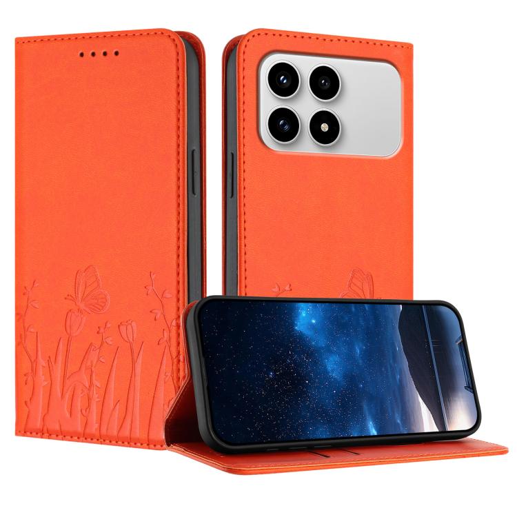 Tulips Butterfly Pattern Magnetic Vegan Leather Phone Case, For Redmi A7 Pro 4G / 5G 171mm / Poco C85x 5G, For Redmi Turbo 5 Max 5G / Poco X8 Pro Max 5G, For Redmi Turbo 5 5G / Poco X8 Pro 5G, For Redmi Note 15 Pro+ 5G 163.3mm / Poco M8 Pro 5G         ...