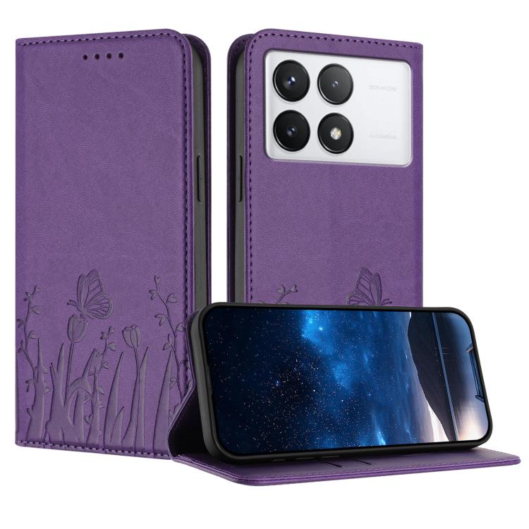 Tulips Butterfly Pattern Magnetic Vegan Leather Phone Case, For Redmi Note 14 5G / Poco M7 Pro 5G, For Redmi Note 14 Pro 4G, For Redmi Note 14 4G 163.25mm, For Redmi K70 Ultra, For Redmi 13 4G / 5G / Note 13R / Poco M6 Plus 5G                          ...