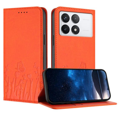 Tulips Butterfly Pattern Magnetic Vegan Leather Phone Case, For Redmi Note 14 5G / Poco M7 Pro 5G, For Redmi Note 14 Pro 4G, For Redmi Note 14 4G 163.25mm, For Redmi K70 Ultra, For Redmi 13 4G / 5G / Note 13R / Poco M6 Plus 5G                          ...