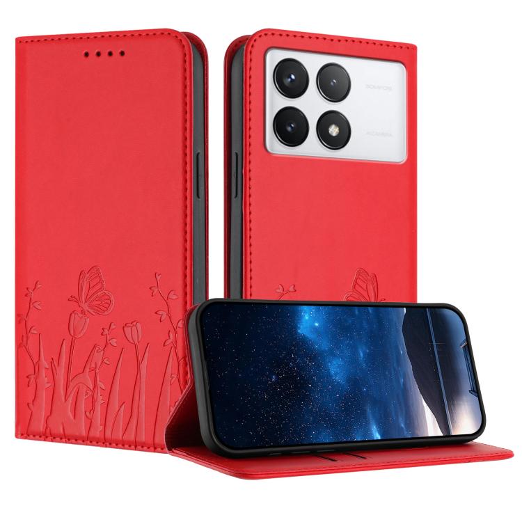 Tulips Butterfly Pattern Magnetic Vegan Leather Phone Case, For Redmi 13C 4G / 5G / Poco C65 / Poco M6 5G, For Redmi Note 13 4G, For Redmi K70E / Poco X6 Pro, For Redmi Note 13 Pro 5G / Xiaomi Poco X6, For Redmi Note 13 5G, For Redmi Note 13 Pro+      ...