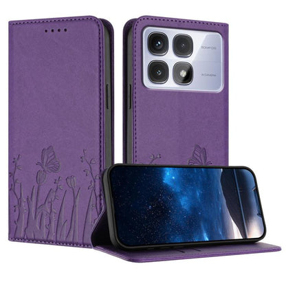 Tulips Butterfly Pattern Magnetic Vegan Leather Phone Case, For Redmi Note 14 5G / Poco M7 Pro 5G, For Redmi Note 14 Pro 4G, For Redmi Note 14 4G 163.25mm, For Redmi K70 Ultra, For Redmi 13 4G / 5G / Note 13R / Poco M6 Plus 5G                          ...