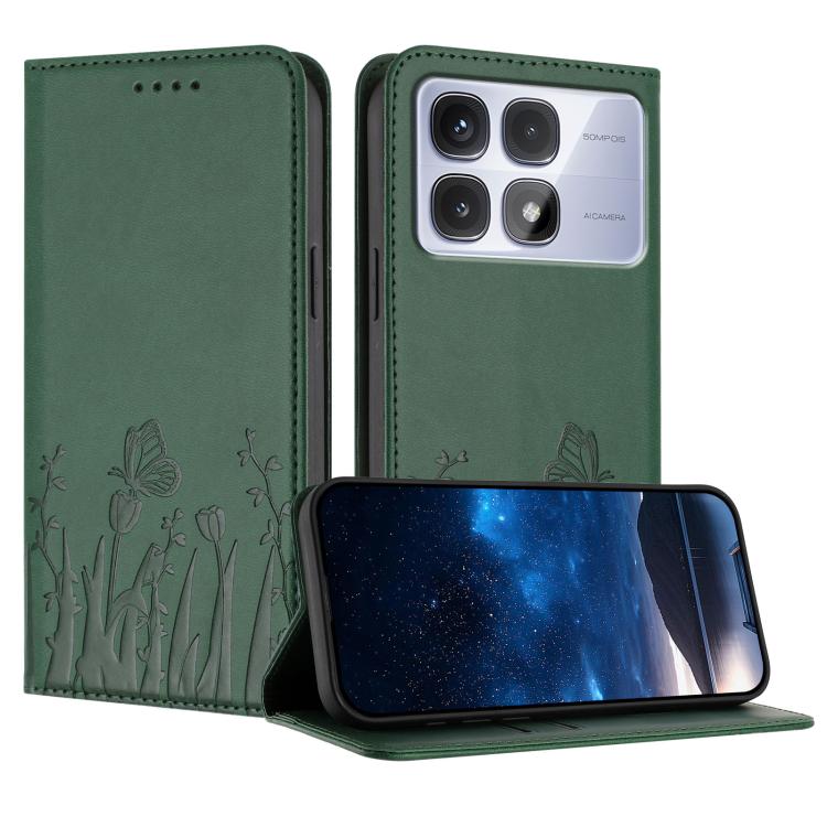 Tulips Butterfly Pattern Magnetic Vegan Leather Phone Case, For Redmi Note 14 5G / Poco M7 Pro 5G, For Redmi Note 14 Pro 4G, For Redmi Note 14 4G 163.25mm, For Redmi K70 Ultra, For Redmi 13 4G / 5G / Note 13R / Poco M6 Plus 5G                          ...
