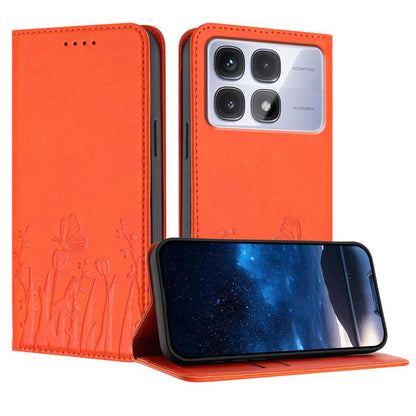 Tulips Butterfly Pattern Magnetic Vegan Leather Phone Case, For Redmi Note 14 5G / Poco M7 Pro 5G, For Redmi Note 14 Pro 4G, For Redmi Note 14 4G 163.25mm, For Redmi K70 Ultra, For Redmi 13 4G / 5G / Note 13R / Poco M6 Plus 5G                          ...