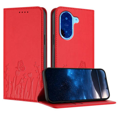 Tulips Butterfly Pattern Magnetic Vegan Leather Phone Case, For Redmi 15 5G Global / 15 4G SEA 169.5mm, For Redmi 15 5G / 4G EU 171mm, For Redmi 15C 5G / 4G Global 171mm / Poco C85 4G, For Redmi A5 4G 173.3mm, For Redmi A5 4G 171.7mm                   ...