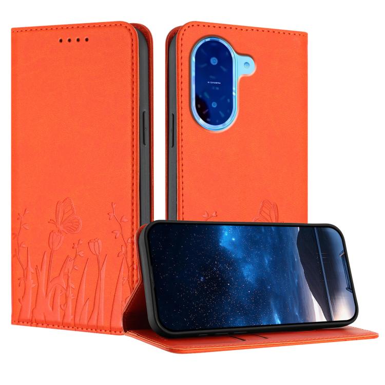 Tulips Butterfly Pattern Magnetic Vegan Leather Phone Case, For Redmi 15 5G Global / 15 4G SEA 169.5mm, For Redmi 15 5G / 4G EU 171mm, For Redmi 15C 5G / 4G Global 171mm / Poco C85 4G, For Redmi A5 4G 173.3mm, For Redmi A5 4G 171.7mm                   ...