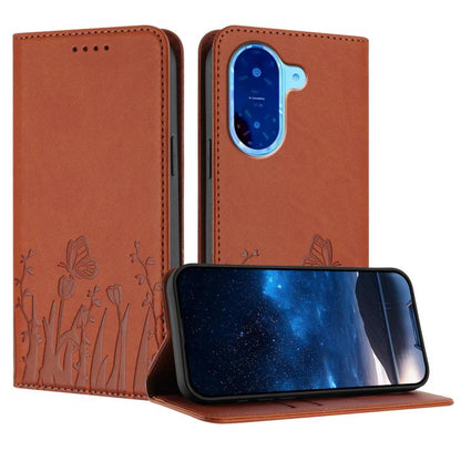 Tulips Butterfly Pattern Magnetic Vegan Leather Phone Case, For Redmi 15 5G Global / 15 4G SEA 169.5mm, For Redmi 15 5G / 4G EU 171mm, For Redmi 15C 5G / 4G Global 171mm / Poco C85 4G, For Redmi A5 4G 173.3mm, For Redmi A5 4G 171.7mm                   ...