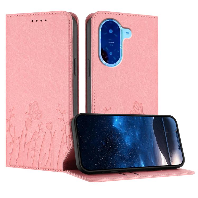Tulips Butterfly Pattern Magnetic Vegan Leather Phone Case, For Redmi 15 5G Global / 15 4G SEA 169.5mm, For Redmi 15 5G / 4G EU 171mm, For Redmi 15C 5G / 4G Global 171mm / Poco C85 4G, For Redmi A5 4G 173.3mm, For Redmi A5 4G 171.7mm                   ...