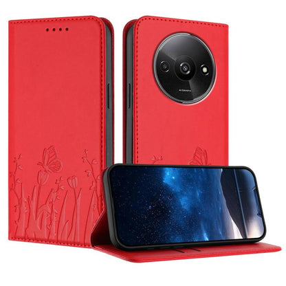 Tulips Butterfly Pattern Magnetic Vegan Leather Phone Case, For Redmi Note 14 5G / Poco M7 Pro 5G, For Redmi Note 14 Pro 4G, For Redmi Note 14 4G 163.25mm, For Redmi K70 Ultra, For Redmi 13 4G / 5G / Note 13R / Poco M6 Plus 5G                          ...