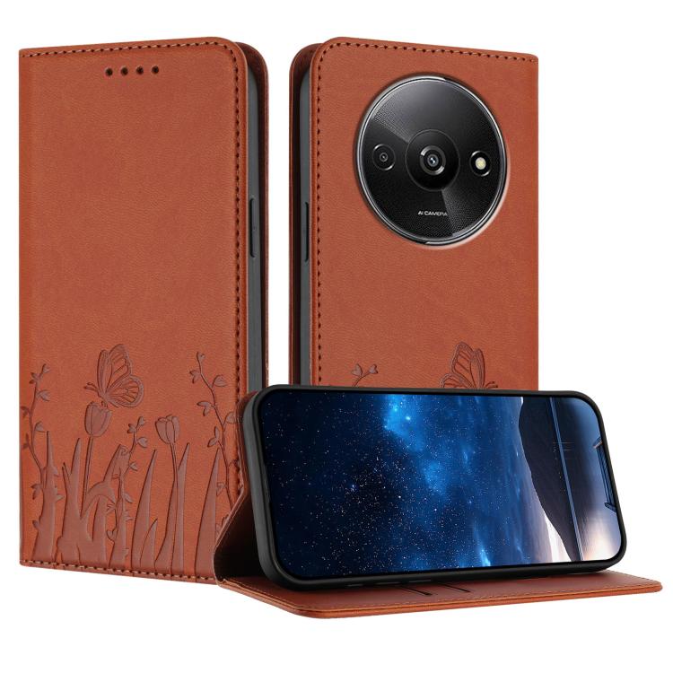 Tulips Butterfly Pattern Magnetic Vegan Leather Phone Case, For Redmi Note 14 5G / Poco M7 Pro 5G, For Redmi Note 14 Pro 4G, For Redmi Note 14 4G 163.25mm, For Redmi K70 Ultra, For Redmi 13 4G / 5G / Note 13R / Poco M6 Plus 5G                          ...