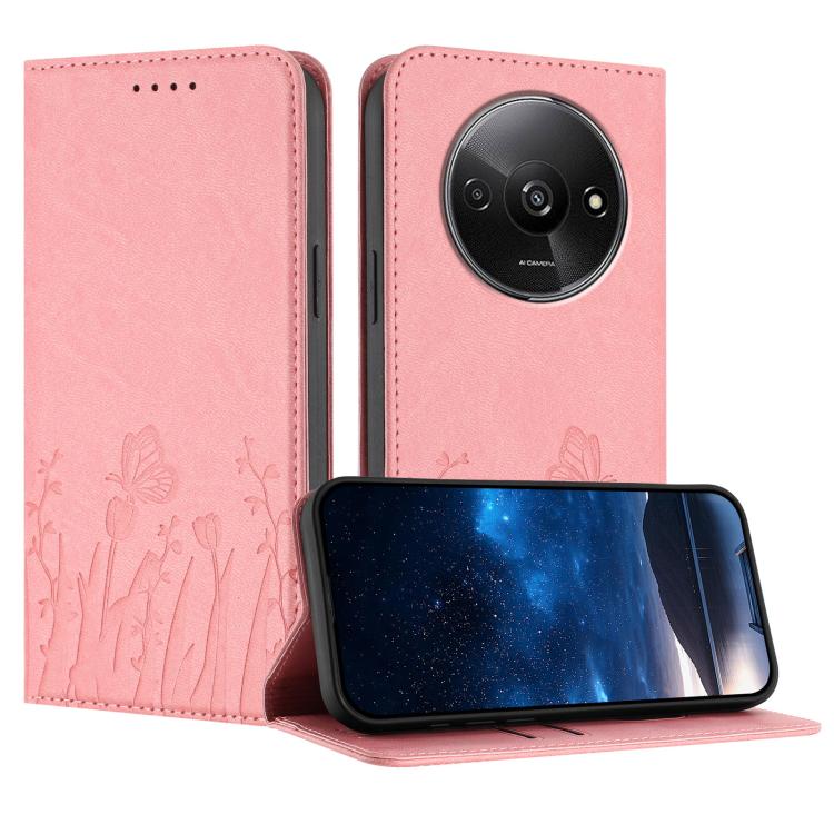 Tulips Butterfly Pattern Magnetic Vegan Leather Phone Case, For Redmi Note 14 5G / Poco M7 Pro 5G, For Redmi Note 14 Pro 4G, For Redmi Note 14 4G 163.25mm, For Redmi K70 Ultra, For Redmi 13 4G / 5G / Note 13R / Poco M6 Plus 5G                          ...