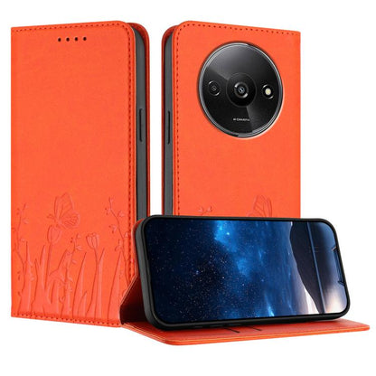 Tulips Butterfly Pattern Magnetic Vegan Leather Phone Case, For Redmi Note 14 5G / Poco M7 Pro 5G, For Redmi Note 14 Pro 4G, For Redmi Note 14 4G 163.25mm, For Redmi K70 Ultra, For Redmi 13 4G / 5G / Note 13R / Poco M6 Plus 5G                          ...