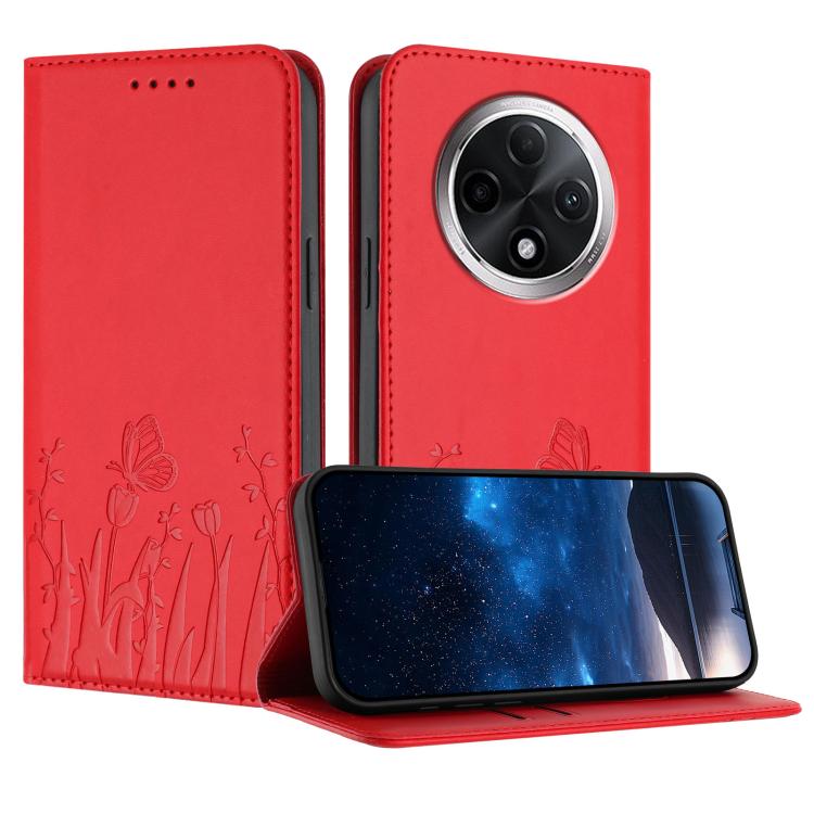 Tulips Butterfly Pattern Magnetic Vegan Leather Phone Case, For Redmi 15 5G Global / 15 4G SEA 169.5mm, For Redmi 15 5G / 4G EU 171mm, For Redmi 15C 5G / 4G Global 171mm / Poco C85 4G, For Redmi A5 4G 173.3mm, For Redmi A5 4G 171.7mm                   ...