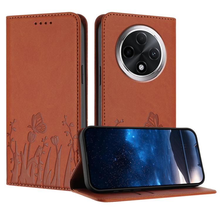 Tulips Butterfly Pattern Magnetic Vegan Leather Phone Case, For Redmi 15 5G Global / 15 4G SEA 169.5mm, For Redmi 15 5G / 4G EU 171mm, For Redmi 15C 5G / 4G Global 171mm / Poco C85 4G, For Redmi A5 4G 173.3mm, For Redmi A5 4G 171.7mm                   ...