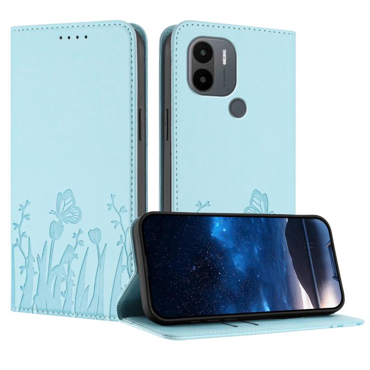 Tulips Butterfly Pattern Magnetic Vegan Leather Phone Case, For Redmi Note 11 4G / Note 11S 4G / Note 12S, For Redmi A2+ / A1+ / Poco C50 / Poco C51, For Redmi Note 12 4G Global, For Redmi 12C / 11A / Poco C55                                           ...