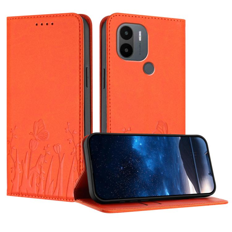 Tulips Butterfly Pattern Magnetic Vegan Leather Phone Case, For Redmi Note 11 4G / Note 11S 4G / Note 12S, For Redmi A2+ / A1+ / Poco C50 / Poco C51, For Redmi Note 12 4G Global, For Redmi 12C / 11A / Poco C55                                           ...