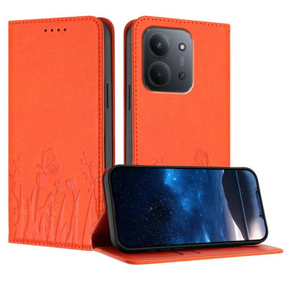 Tulips Butterfly Pattern Magnetic Vegan Leather Phone Case, For Redmi 15 5G Global / 15 4G SEA 169.5mm, For Redmi 15 5G / 4G EU 171mm, For Redmi 15C 5G / 4G Global 171mm / Poco C85 4G, For Redmi A5 4G 173.3mm, For Redmi A5 4G 171.7mm                   ...