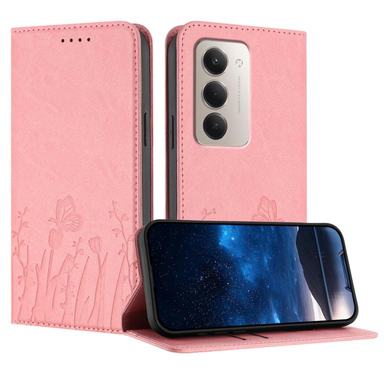 Tulips Butterfly Pattern Magnetic Vegan Leather Phone Case, For Redmi 15 5G Global / 15 4G SEA 169.5mm, For Redmi 15 5G / 4G EU 171mm, For Redmi 15C 5G / 4G Global 171mm / Poco C85 4G, For Redmi A5 4G 173.3mm, For Redmi A5 4G 171.7mm                   ...