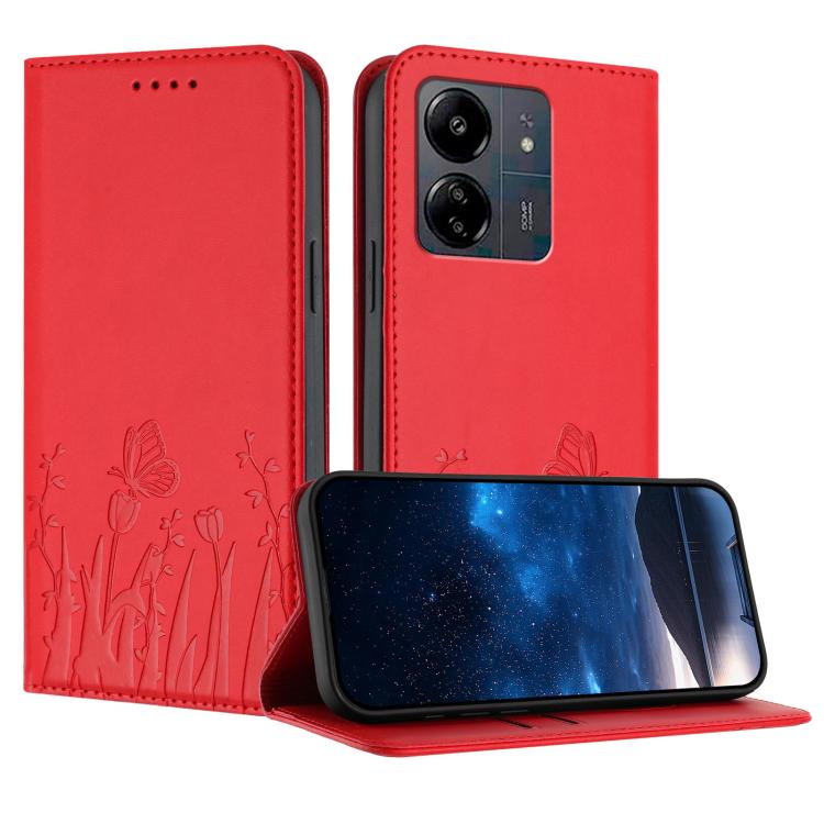 Tulips Butterfly Pattern Magnetic Vegan Leather Phone Case, For Redmi 13C 4G / 5G / Poco C65 / Poco M6 5G, For Redmi Note 13 4G, For Redmi K70E / Poco X6 Pro, For Redmi Note 13 Pro 5G / Xiaomi Poco X6, For Redmi Note 13 5G, For Redmi Note 13 Pro+      ...