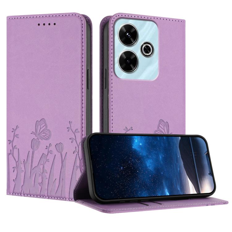 Tulips Butterfly Pattern Magnetic Vegan Leather Phone Case, For Redmi Note 14 5G / Poco M7 Pro 5G, For Redmi Note 14 Pro 4G, For Redmi Note 14 4G 163.25mm, For Redmi K70 Ultra, For Redmi 13 4G / 5G / Note 13R / Poco M6 Plus 5G                          ...