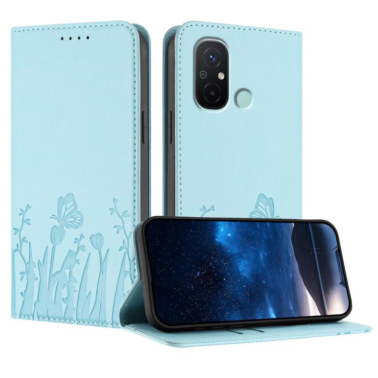 Tulips Butterfly Pattern Magnetic Vegan Leather Phone Case, For Redmi Note 11 4G / Note 11S 4G / Note 12S, For Redmi A2+ / A1+ / Poco C50 / Poco C51, For Redmi Note 12 4G Global, For Redmi 12C / 11A / Poco C55                                           ...