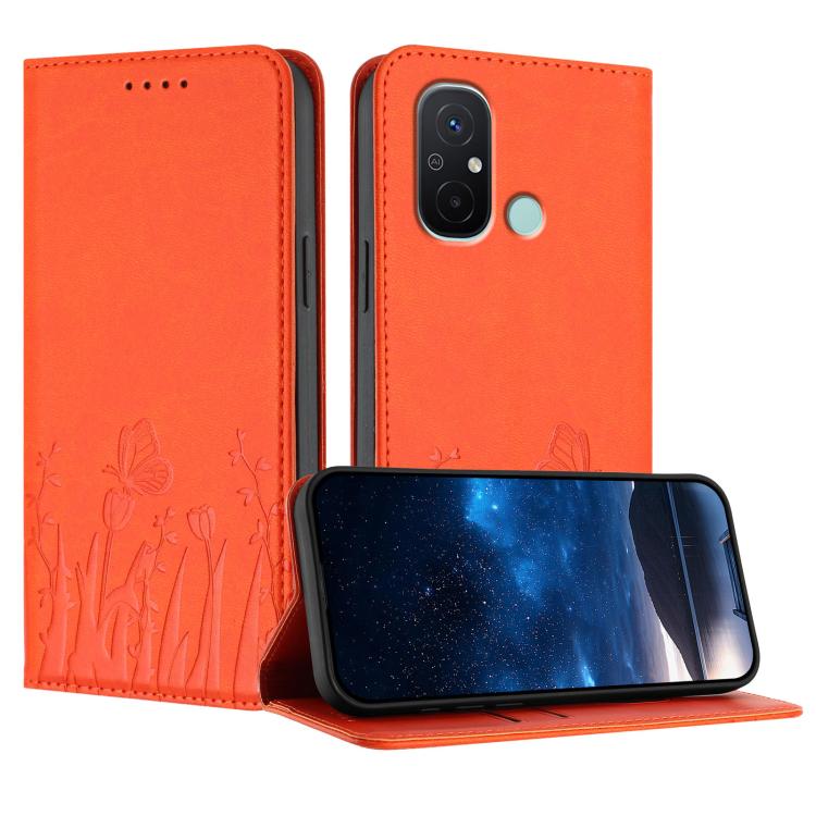 Tulips Butterfly Pattern Magnetic Vegan Leather Phone Case, For Redmi Note 11 4G / Note 11S 4G / Note 12S, For Redmi A2+ / A1+ / Poco C50 / Poco C51, For Redmi Note 12 4G Global, For Redmi 12C / 11A / Poco C55                                           ...
