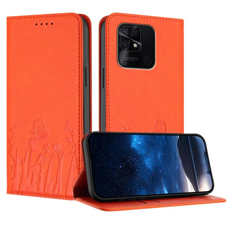 Tulips Butterfly Pattern Magnetic Vegan Leather Phone Case, For Redmi Note 11 4G / Note 11S 4G / Note 12S, For Redmi A2+ / A1+ / Poco C50 / Poco C51, For Redmi Note 12 4G Global, For Redmi 12C / 11A / Poco C55                                           ...