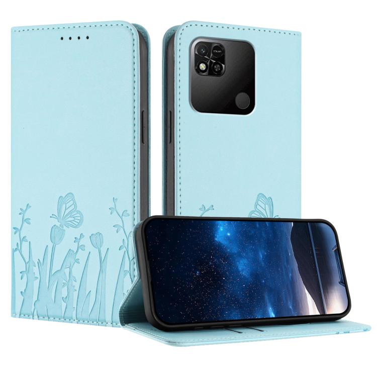 Tulips Butterfly Pattern Magnetic Vegan Leather Phone Case, For Redmi Note 11 4G / Note 11S 4G / Note 12S, For Redmi A2+ / A1+ / Poco C50 / Poco C51, For Redmi Note 12 4G Global, For Redmi 12C / 11A / Poco C55                                           ...