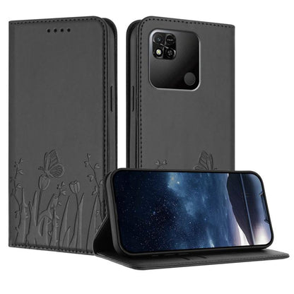 Tulips Butterfly Pattern Magnetic Vegan Leather Phone Case, For Redmi Note 11 4G / Note 11S 4G / Note 12S, For Redmi A2+ / A1+ / Poco C50 / Poco C51, For Redmi Note 12 4G Global, For Redmi 12C / 11A / Poco C55                                           ...