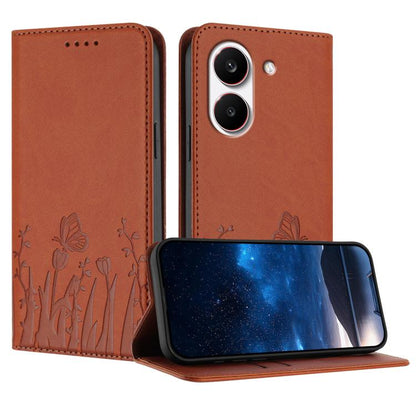 Tulips Butterfly Pattern Magnetic Vegan Leather Phone Case, For Redmi A7 Pro 4G / 5G 171mm / Poco C85x 5G, For Redmi Turbo 5 Max 5G / Poco X8 Pro Max 5G, For Redmi Turbo 5 5G / Poco X8 Pro 5G, For Redmi Note 15 Pro+ 5G 163.3mm / Poco M8 Pro 5G         ...