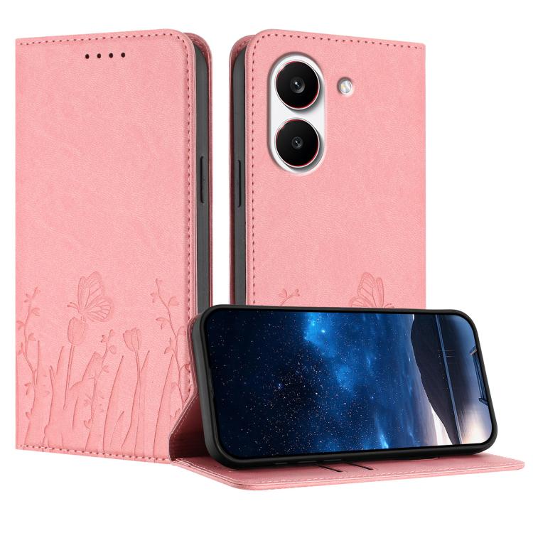 Tulips Butterfly Pattern Magnetic Vegan Leather Phone Case, For Redmi A7 Pro 4G / 5G 171mm / Poco C85x 5G, For Redmi Turbo 5 Max 5G / Poco X8 Pro Max 5G, For Redmi Turbo 5 5G / Poco X8 Pro 5G, For Redmi Note 15 Pro+ 5G 163.3mm / Poco M8 Pro 5G         ...
