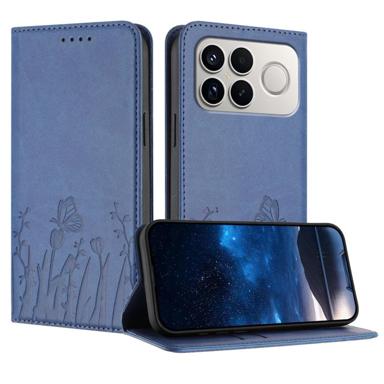 Tulips Butterfly Pattern Magnetic Vegan Leather Phone Case, For Redmi A7 Pro 4G / 5G 171mm / Poco C85x 5G, For Redmi Turbo 5 Max 5G / Poco X8 Pro Max 5G, For Redmi Turbo 5 5G / Poco X8 Pro 5G, For Redmi Note 15 Pro+ 5G 163.3mm / Poco M8 Pro 5G         ...