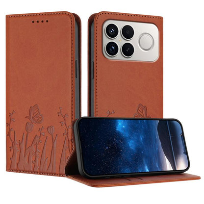 Tulips Butterfly Pattern Magnetic Vegan Leather Phone Case, For Redmi A7 Pro 4G / 5G 171mm / Poco C85x 5G, For Redmi Turbo 5 Max 5G / Poco X8 Pro Max 5G, For Redmi Turbo 5 5G / Poco X8 Pro 5G, For Redmi Note 15 Pro+ 5G 163.3mm / Poco M8 Pro 5G         ...
